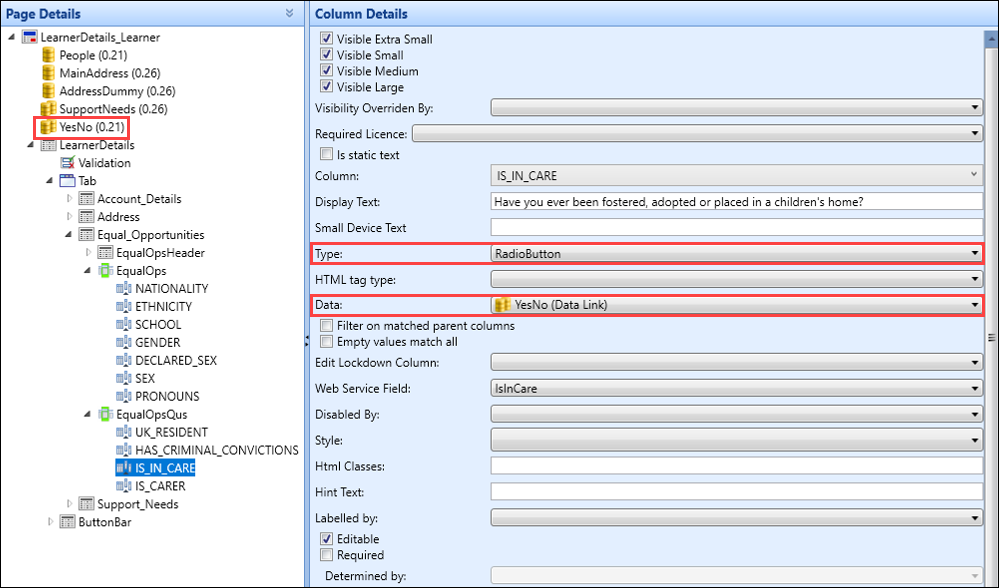 Type and Data fields